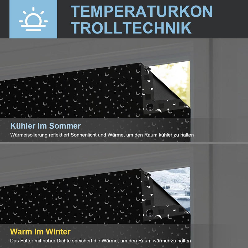 OBdeco Tragbares Verdunkelungsvorhänge Reise Rollo 100% Verdunkelung Saugnäpfe einfach anzubringen p