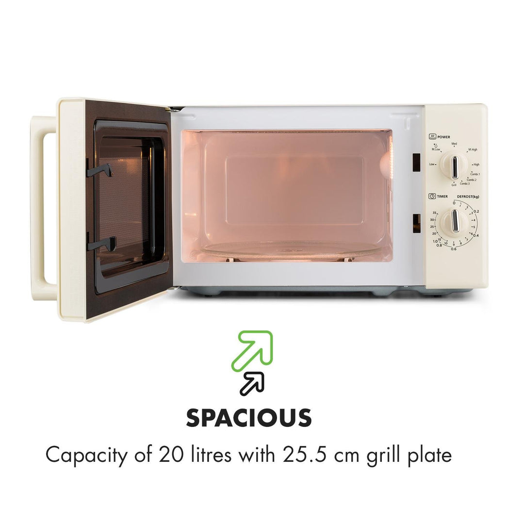 Klarstein Caroline Mikrowelle - Mikrowellen-Grill-Kombigerät, 2-in-1 Mikrowelle Grillfunktion, 20 Li