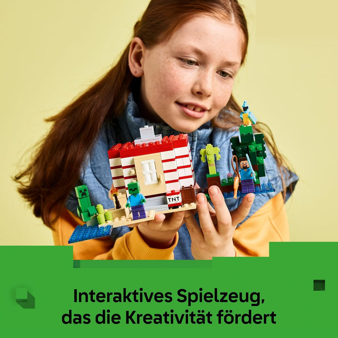 LEGO Minecraft Das TNT-Dschungelhaus - Gamer Spielzeug für Kinder - Interaktives Spielset mit Boot,