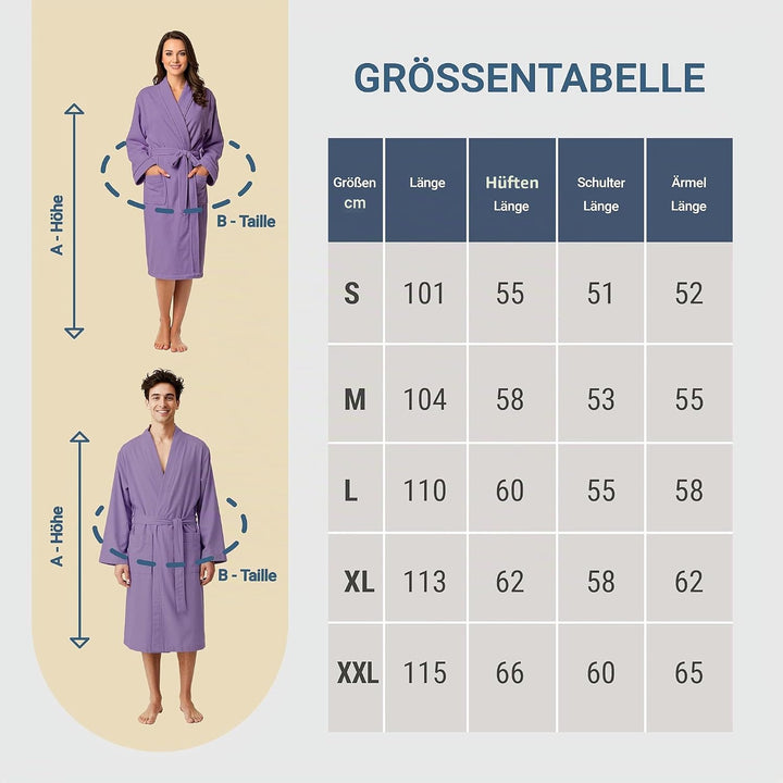 Dorian Home Bademantel aus Mikrofaser für Herren und Damen, Unisex, mit praktischen Taschen und Kapu