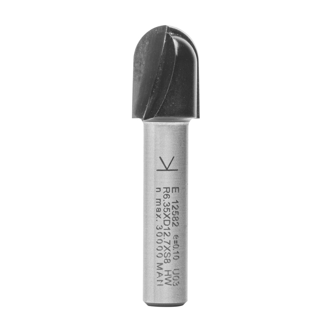ENT 12582 Wasserrinnenfräser HW, Schaft (S) 8 mm, Durchmesser (D) 12,7 mm, NL 15,9 mm, R 6,35 mm, SL
