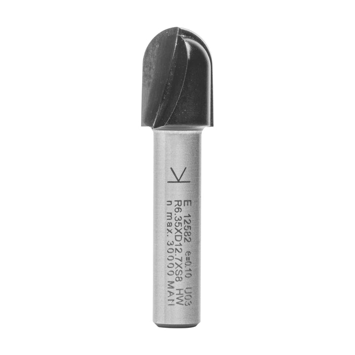 ENT 12582 Wasserrinnenfräser HW, Schaft (S) 8 mm, Durchmesser (D) 12,7 mm, NL 15,9 mm, R 6,35 mm, SL