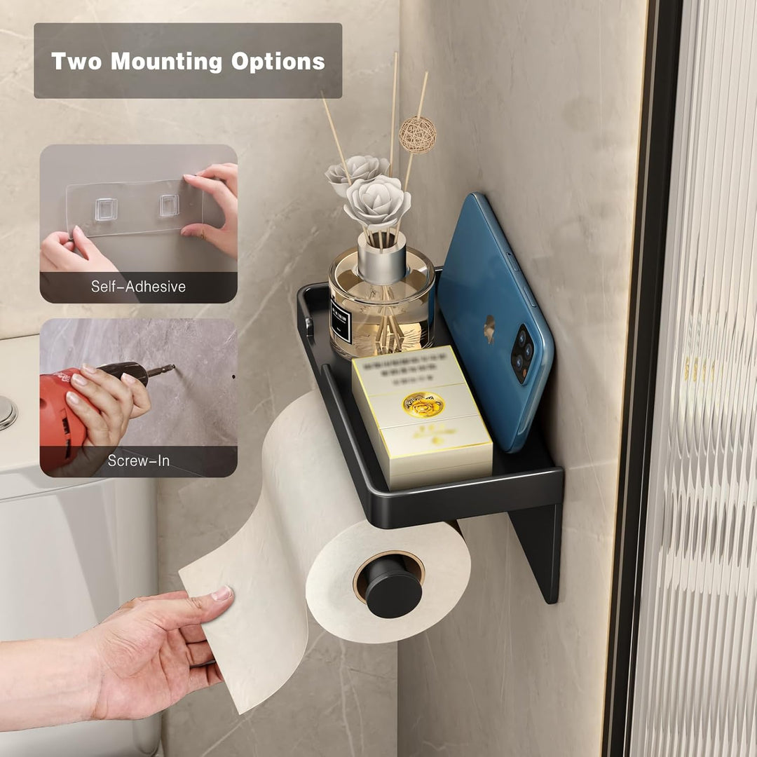 VOLDRA Toilettenpapierhalter mit Telefonablage, selbstklebend oder schraubbar Klopapierhalter, rostf