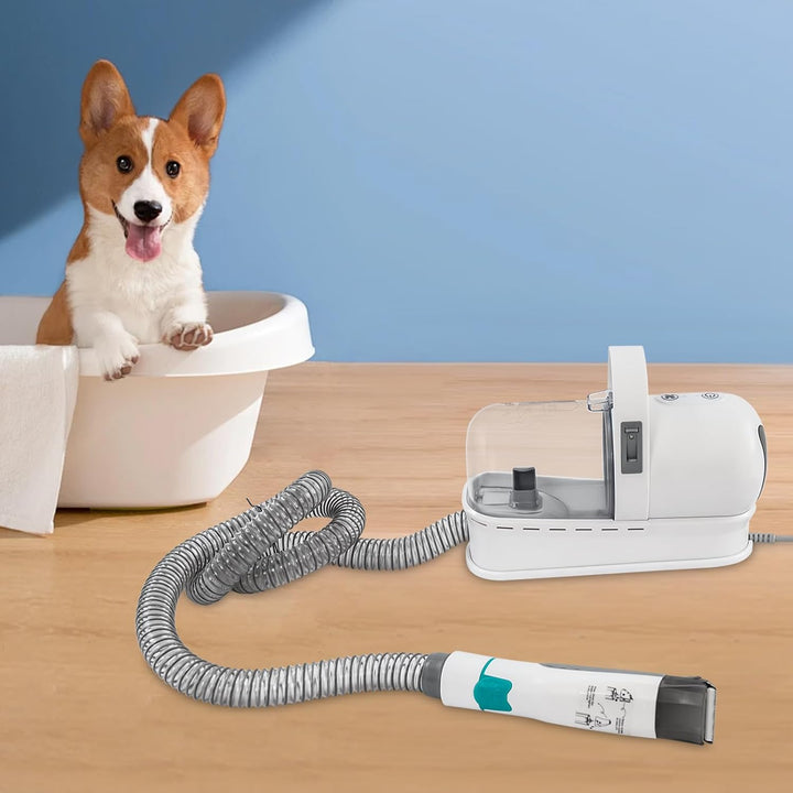 Hundeschermaschine | 7-in-1 Tierhaar Schermaschine mit Staubsauger | Schermaschine Hund mit 400W Mot