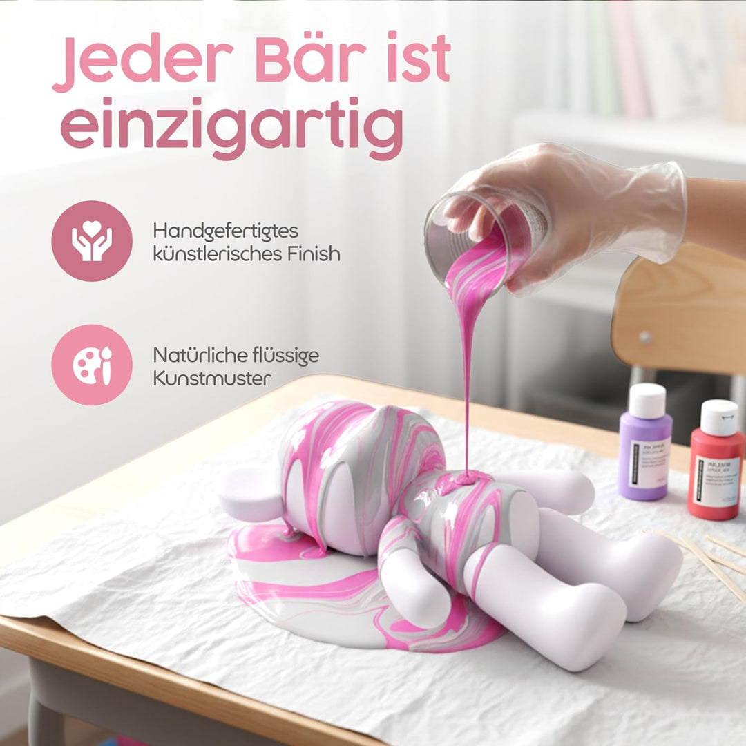 Worldwide DIY Bär zum Bemalen – Kreatives Mal-Set für Erwachsene &amp; Kinder | Bärenfigur inkl. 3 Farbe