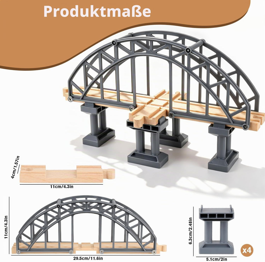 Holzeisenbahn Zubehör, Holzschienen Eisenbahn Brücke, Kreuzen Holz Eisenbahn Brücken, Kompatibel mit