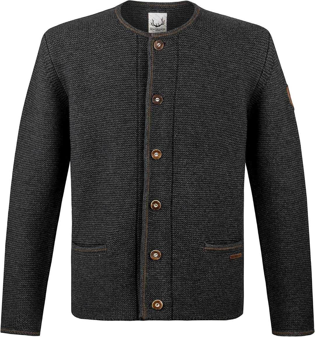 Stockerpoint Amaro Herren Trachtenstrickjacke, Anthrazit