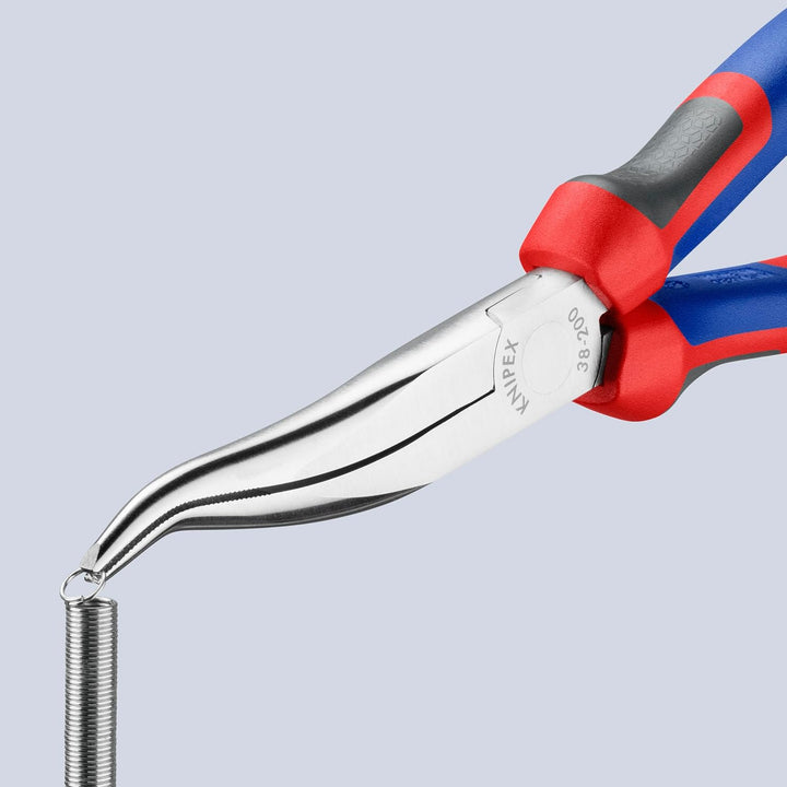 Knipex Mechanikerzange verchromt, mit Mehrkomponenten-Hüllen 200 mm 38 35 200 gekröpfte, flach-runde