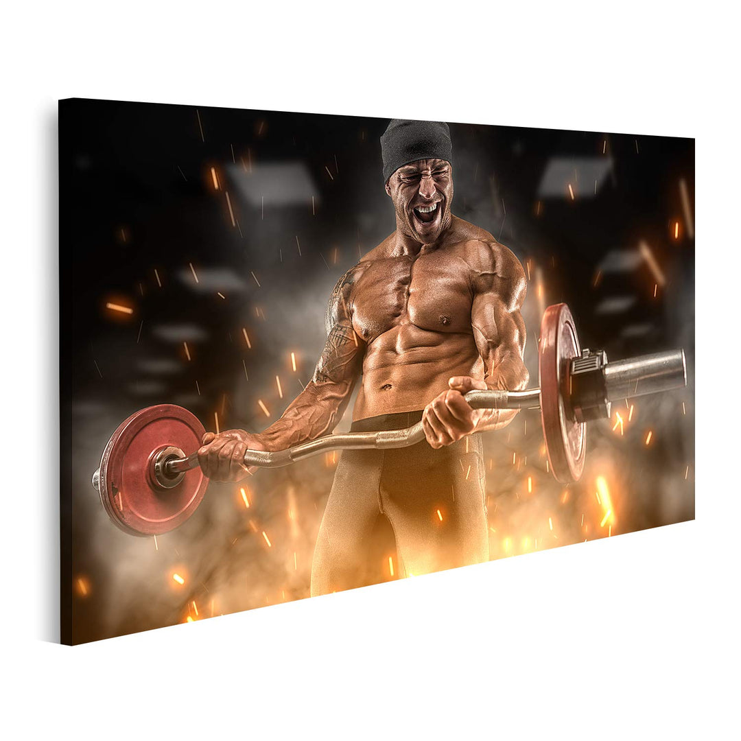 islandburner Bild auf Leinwand Wütender Athlet Trainiert Fitnessstudio Gross Bilder Wandbilder Poste