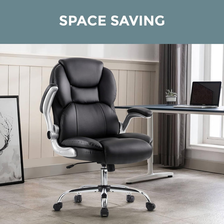 IWMH Bürostuhl Ergonomischer Schreibtischstuhl Chefsessel Drehstuhl mit hochklappbarer Armlehne, höh