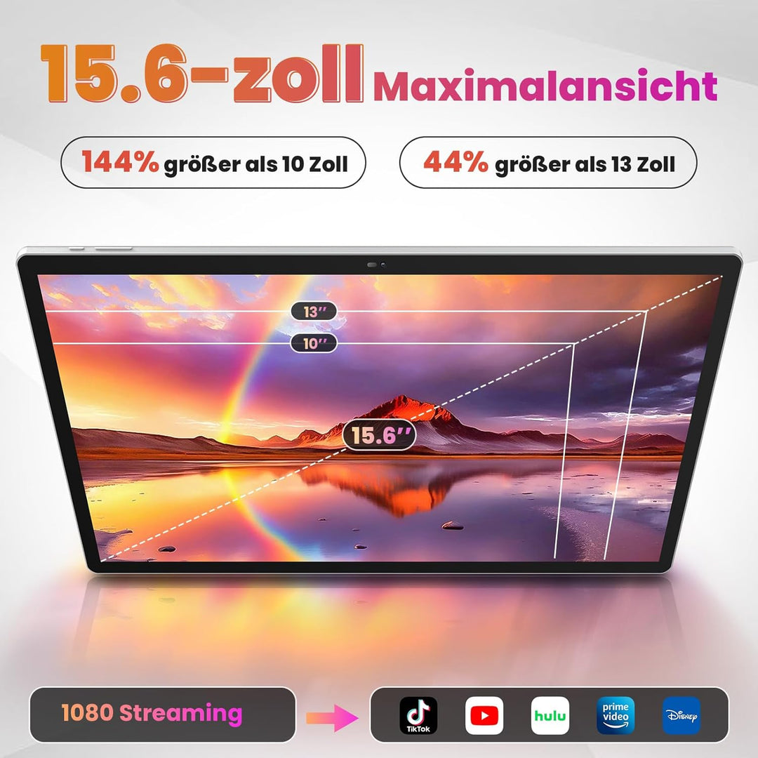 15,6 Zoll Android 14 Tablet, MES-B3 Pro Grosses Tablets mit 30W-Schnelllademodus, Helio G99 Octa-Cor