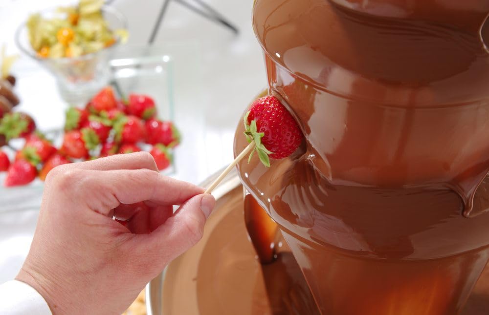 HENDI Schokoladebrunnen, mit 6 Ebenen, Schokofondue, Schokobrunnen, Schokofontäne, maximale Schokola