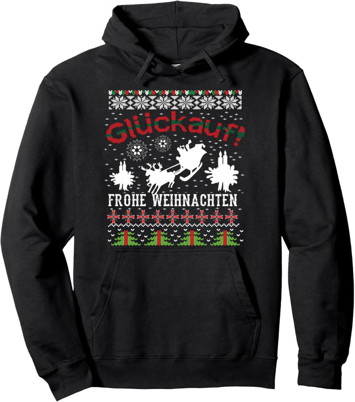 Bergbau: Glückauf, frohe Weihnachten mit Tannenbäumen Pullover Hoodie