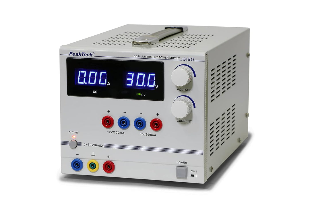 PeakTech Digtial Labornetzteil - Labornetzgerät 0-30V / 0-5A DC, stabilisiert, linear regelbar, 1 St