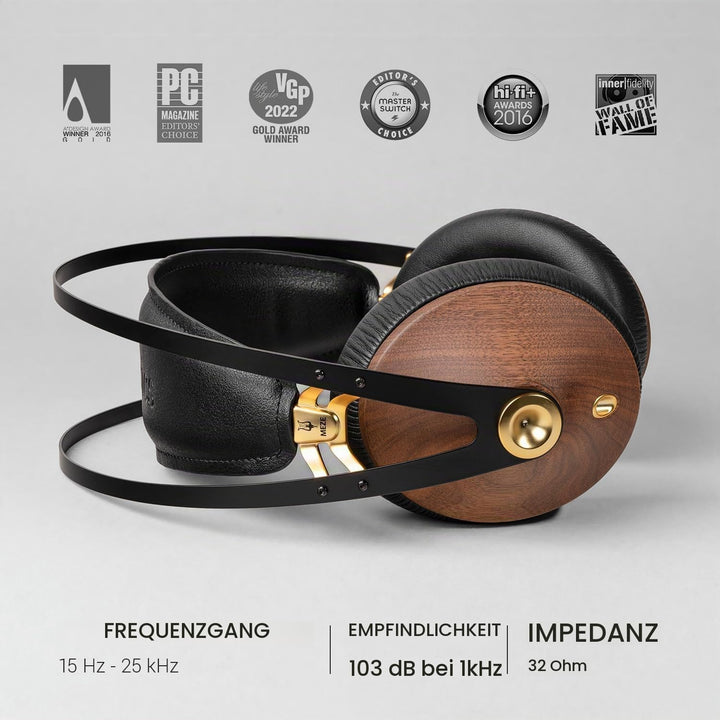 Meze 99 Classics Walnut Gold Audiophiler Over-Ear Kopfhörer, hochwertigen Materialien und hohem Waln