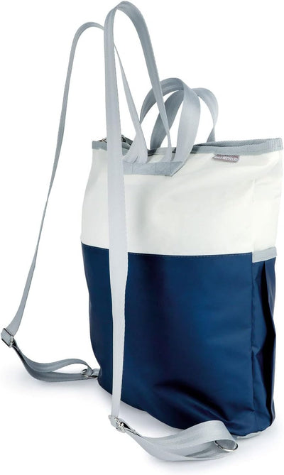 360° Grad Ketsch Mini Rucksack Segeltuch weiss-blau, Zahl grau