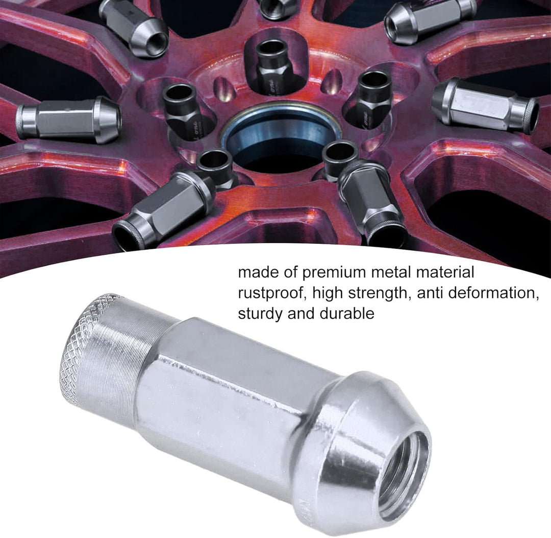 Fydun Radmuttern, Universal 20 STK M12x1,25 Metall Radmuttern Mit Schlüsselhülse(Silber), Silber