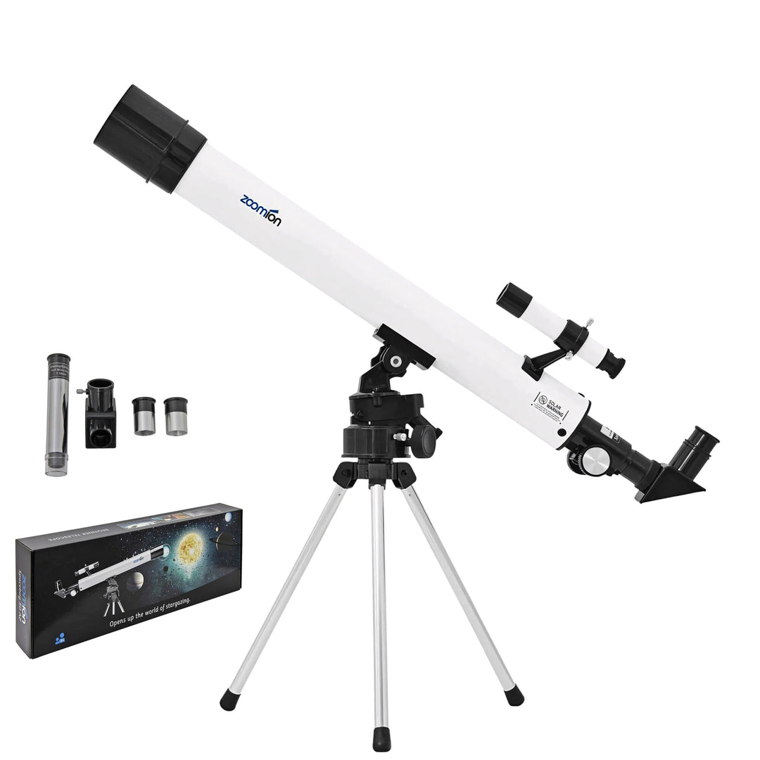 Zoomion Spaceboy 50/500 AZ astronomisches Teleskop Fernrohr für Kinder und Einsteiger Astronomie Set