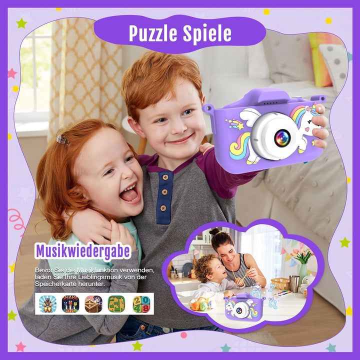 Kinderkamera mit 32GB Speicherkarte & 1080P HD – Selfie Kamera für Mädchen & Jungen ab 3 Jahren, Dig