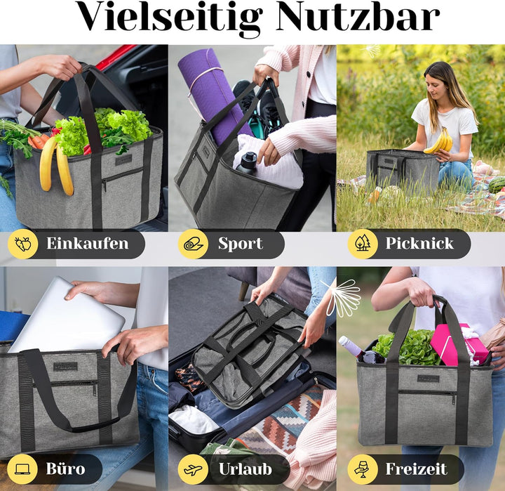 Shopwell Einkaufskorb faltbar 30 Liter | Klappkorb zum Einkaufen &amp; Verstauen | Faltbarer Einkaufskor