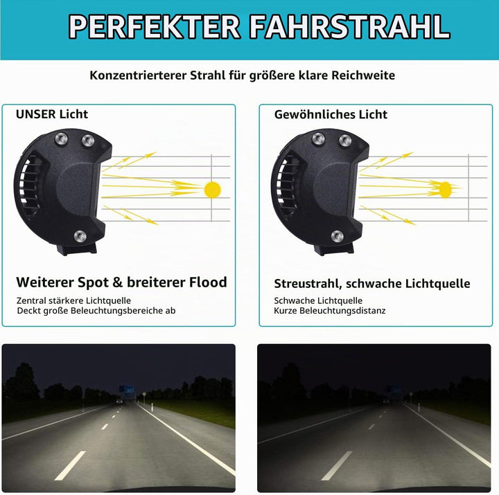LED Arbeitsscheinwerfer, Kraumi 2 X 72W LED Zusatzscheinwerfer 10,500lm Led Scheinwerfer 4 Zoll 12V