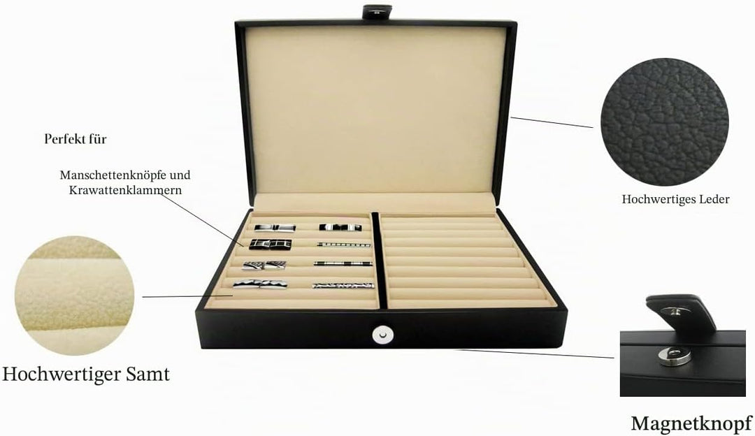 HONEY BEAR Kunstleder Herren/Damen Schmuckbox Schmuckkästen für Krawattennadel Manschettenknöpfe Sch