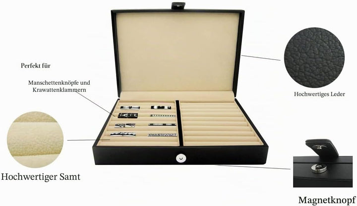 HONEY BEAR Kunstleder Herren/Damen Schmuckbox Schmuckkästen für Krawattennadel Manschettenknöpfe Sch