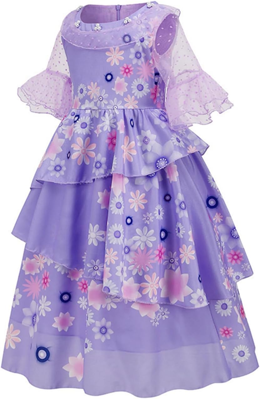 LCXYYY Isabela Madrigal Verkleidung Kostüm Cosplay Mirabel Isabela Lila Ballerina Kleid mit Girlande