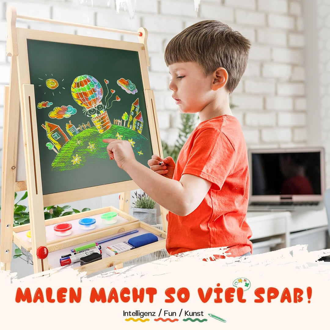 Dripex Kinder Tafel Faltbare Holz Kindertafel Malerei Holztafel Doppelseitige Kreidetafel und Whiteb