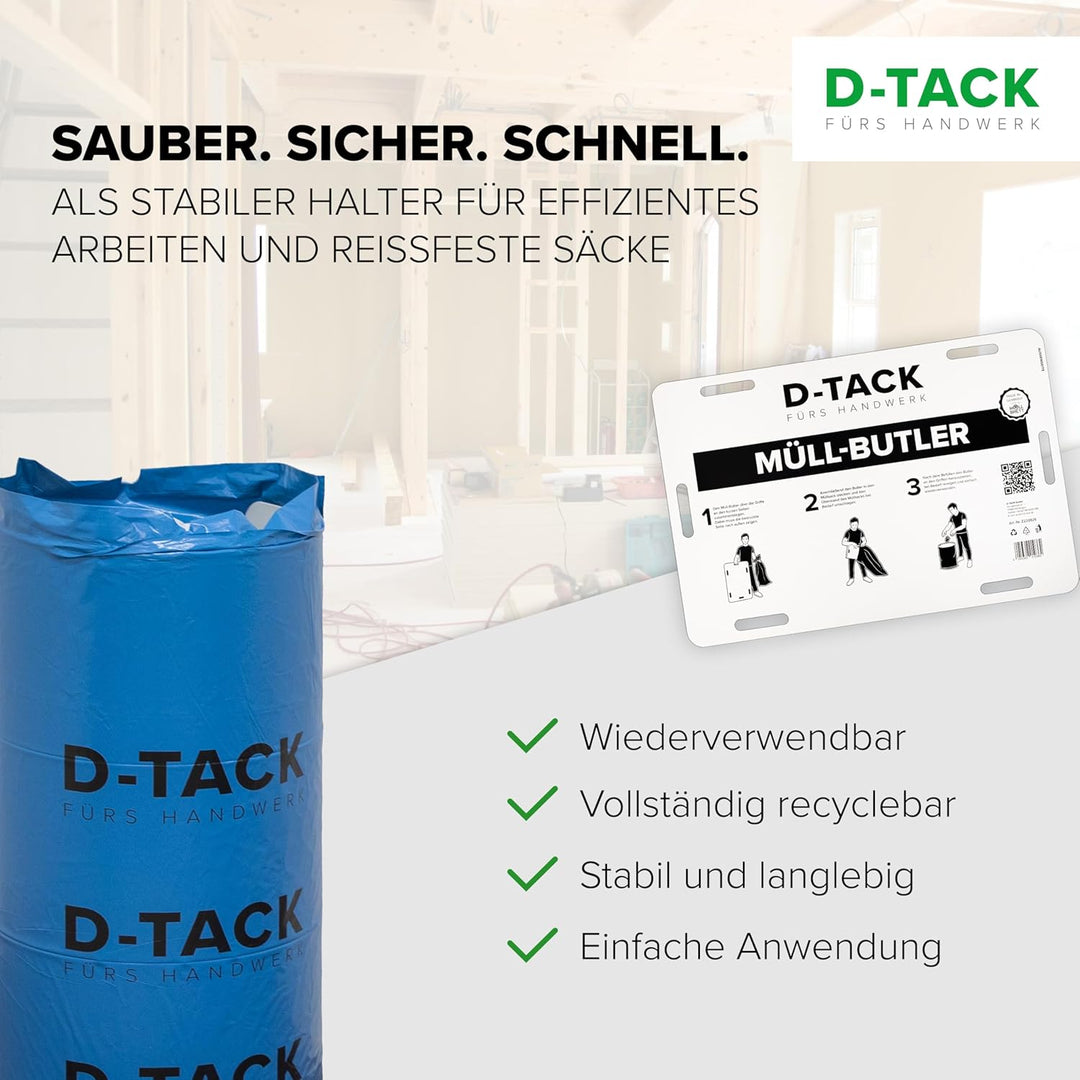 D-TACK Müll-Butler für 120–240l Müllsäcke | Stabiler Sackhalter zum Aufstellen & Befüllen | 110 x 75