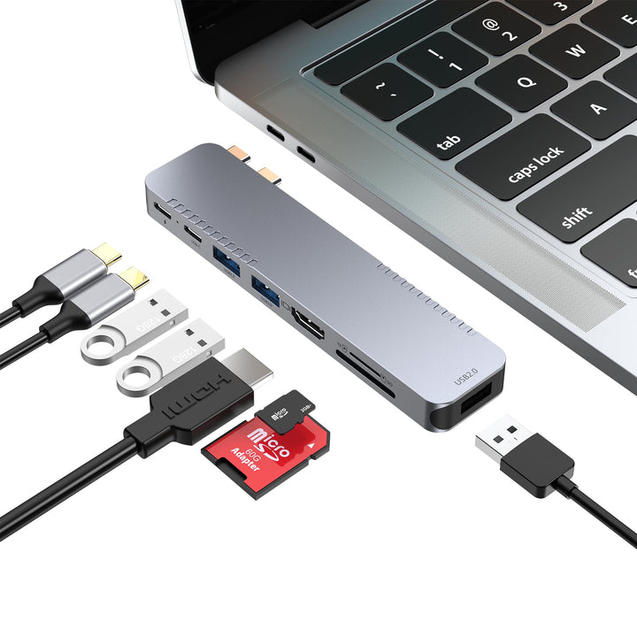 BHHB USB C Hub Adapter für MacBook Pro Air Docking Station 8-in-2 für Mac Book Zubehör 4K@60Hz HDMI,