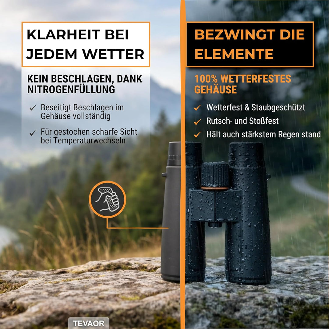 Fernglas 10x42 HD Feldstecher – BaK4 & FMC-vergütet – Wetterfest & Beschlagfrei durch Nitrogenfüllun