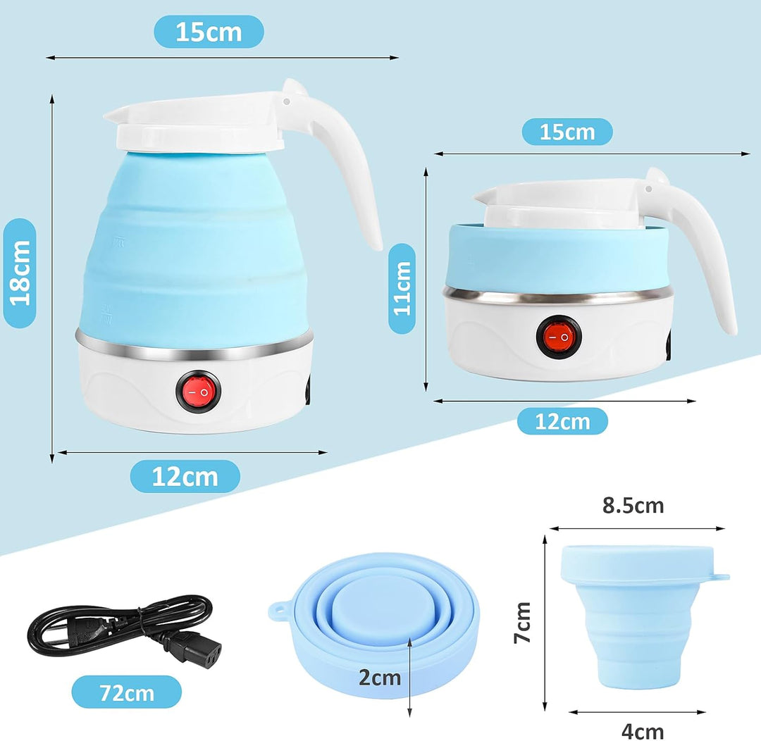 Faltbarer Wasserkocher, 600ml Wasserkessel Tragbarer Mini Reisewasserkocher, Faltbar Silikon Wasserk