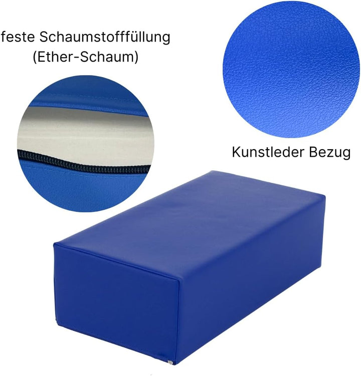 Stufen-Lagerungskissen 50 x 25 x 15cm aus qualitativem Ether-Schaum mit Kunstlederbezug, verstecktem