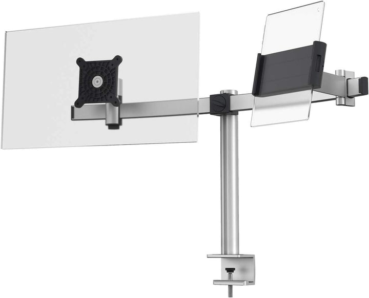 Durable Tischhalter für 1 Monitor 21-27" und 1 Tablet 7-13", mit Tischklemme, 360° drehbar, neigbar,