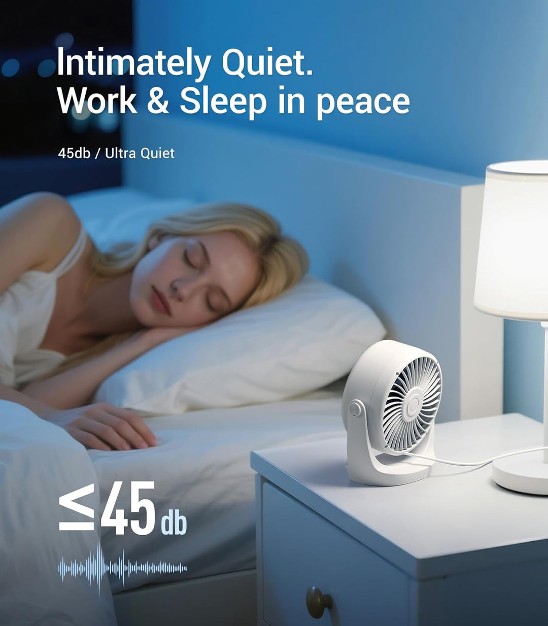 Diveblues USB Turbo Tischventilator, Ultra-Leiser Mini Ventilator, Leistungsstarker Wind, LED-Displa