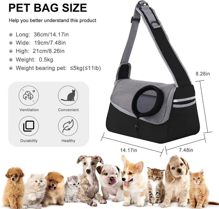 PETCUTE Hundetragetasche,Verstellbare Hundetasche Tragetuch mit Halsband Haken und Taschen,Atmungsak