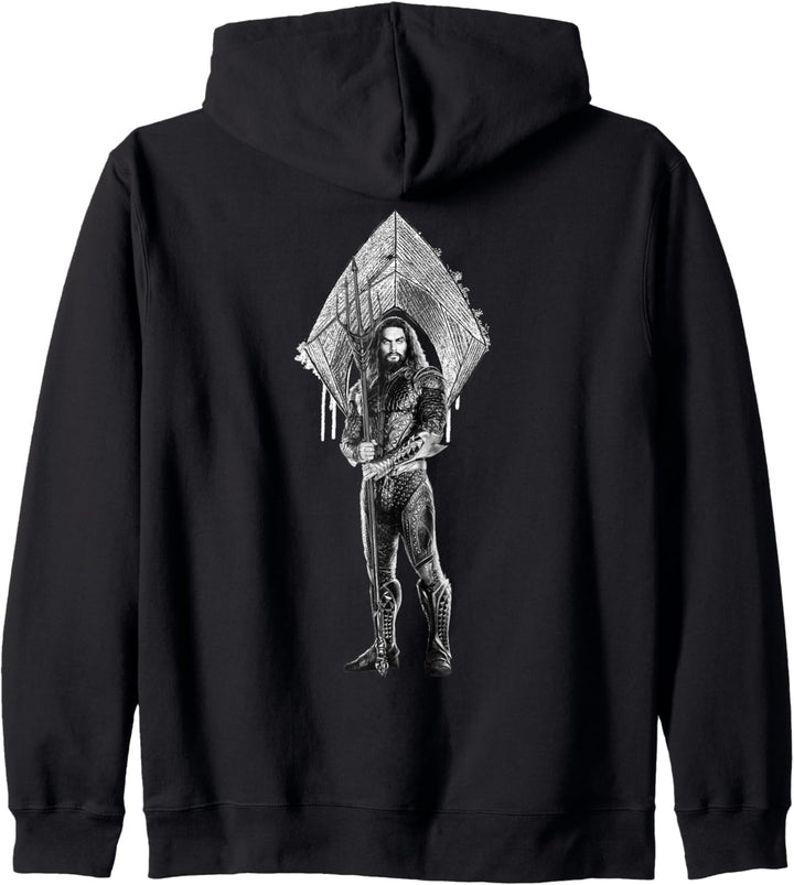 DC Justice League Logo Aquaman Dreizack Kapuzenjacke