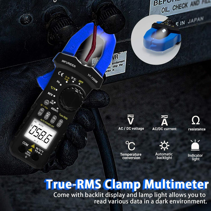 Clamp Meter Zangenmultimeter, INFURIDER YF-7200B TRMS Auto-Ranging Strommesszange Zangenmessgerät fü