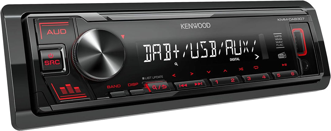 Kenwood KMM-DAB307 - USB-Autoradio mit DAB+/UKW (Soundprozessor, USB, AUX, 4x50 Watt, Tastenbeleucht