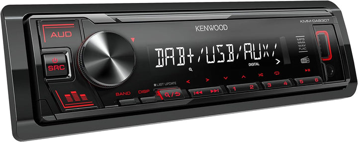 Kenwood KMM-DAB307 - USB-Autoradio mit DAB+/UKW (Soundprozessor, USB, AUX, 4x50 Watt, Tastenbeleucht