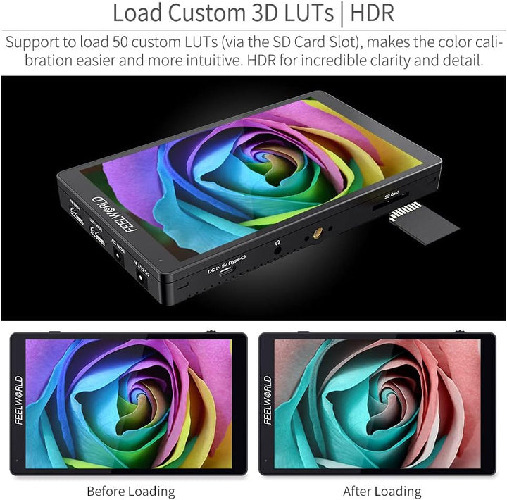 FEELWORLD F7 PRO 7-Zoll-Touchscreen-Spiegelreflexkamera-Feldmonitor mit 3D-Lut HDR-Wellenform extern