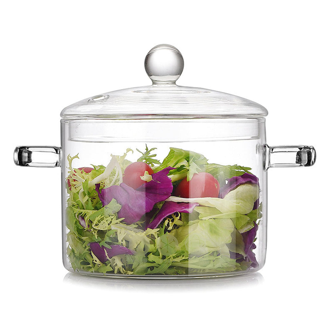 AnaTI Glastopf Kochtopf, 1400ML Suppentopf mit Deckel zum Kochen, Hochtemperaturbeständiger Transpar