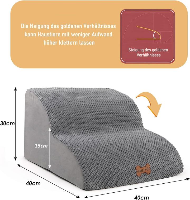 CALIYO Hundetreppe 2 Stufen，Hundetreppe für Kleine Hunde,Treppe für Hunde aus Hochdichtem Schwamm,Ha