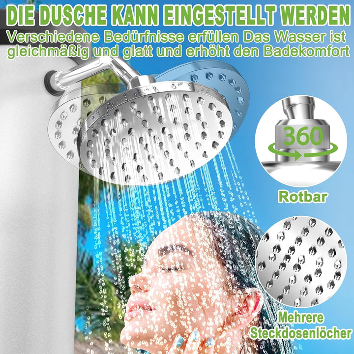 XMTECH Solardusche 40L, Solar Gartendusche, Pooldusche &amp; Aussendusche, mit Fussdusche, 360° Regendus