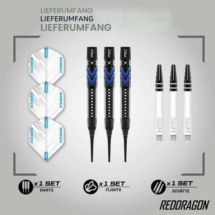 RED DRAGON Gerwyn Price Blue Ice SE - Tungsten Professional Darts Set with Flights and Nitrotech Sha