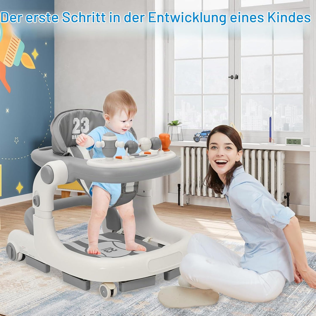 Siairo 3 in 1 Lauflernhilfe Baby Lauflernhilfe mit einstellbarer Höhe &amp; Geschwindigkeit Rollen, Lich