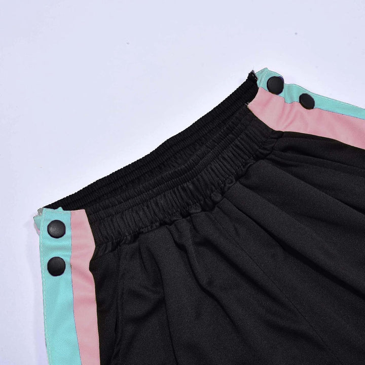 Eauptffy Reha Hose Damen mit Seitlicher Knopfleiste Lange Jogginghose Seitlich Zu öffnen Loose Gummi