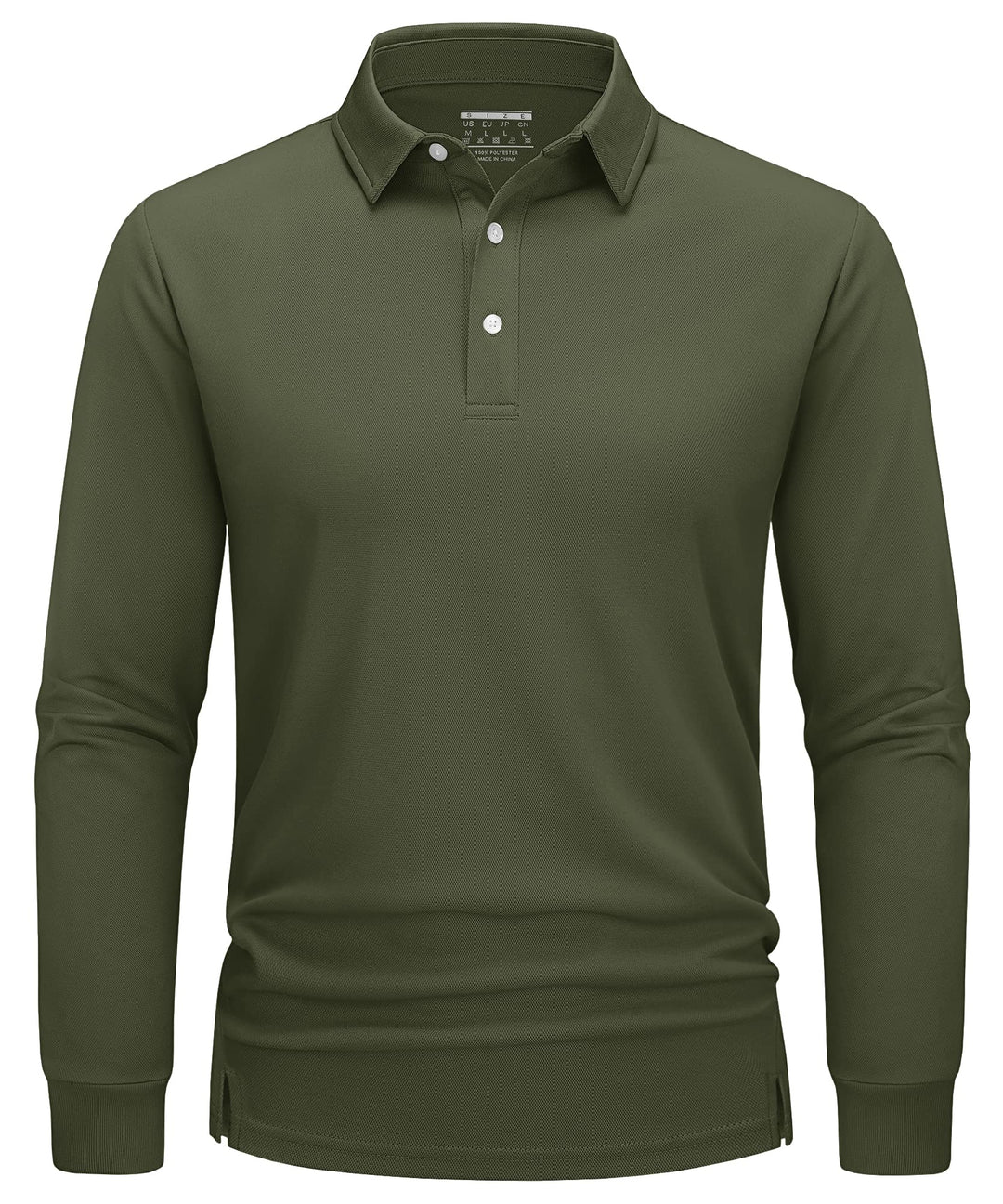 TACVASEN Herren Poloshirt Langarm Golf Polo Schnelltrocknend Funktionsshirts Leicht T-Shirts mit 3-K