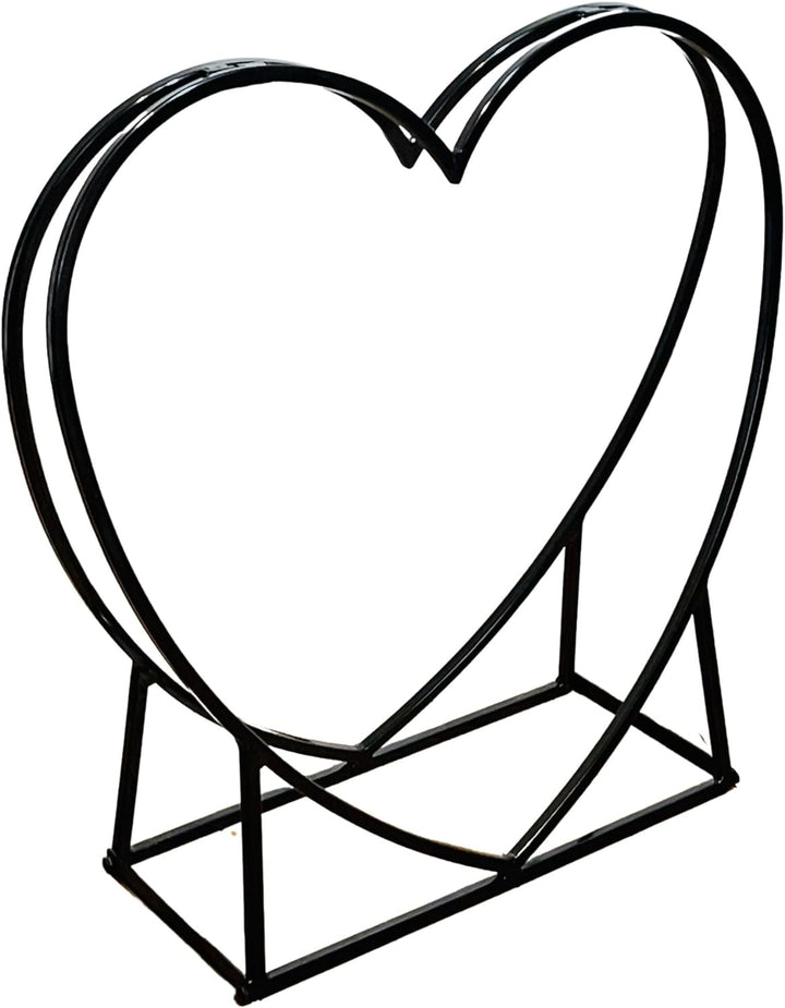 Kaminholz-Regal "Herz" aus Metall, schwarz, Brennholz-Ständer,